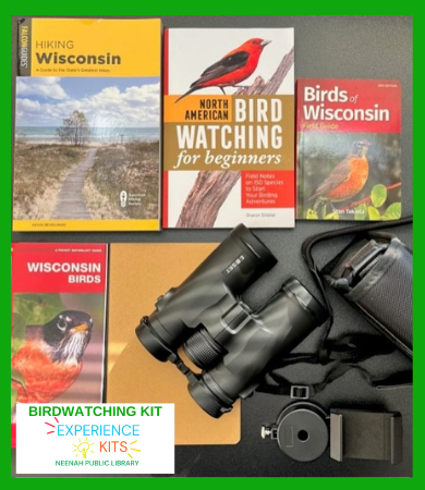 Items in the Birdwatching Kit including binoculars and bird guides.