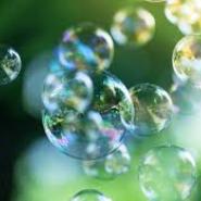 cluster of bubbles on green background