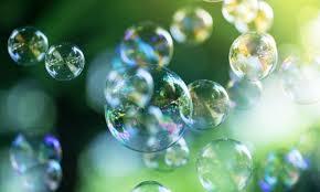 cluster of bubbles on green background