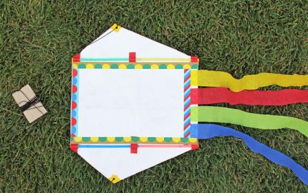 Homemade sled kite on Grass