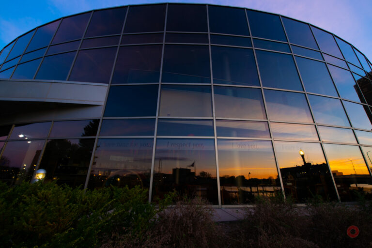 Neenah Library Exterior at sunset