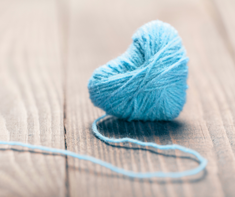 Heart made of yarn
