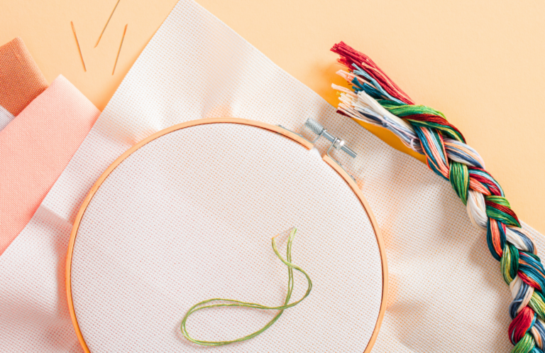 Embroidery hoop and thread